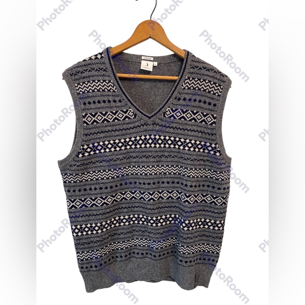 Boomerang Scandinavian 100% Lambswool Sleeveless V-Neck Sweater‎ Vest Size XL